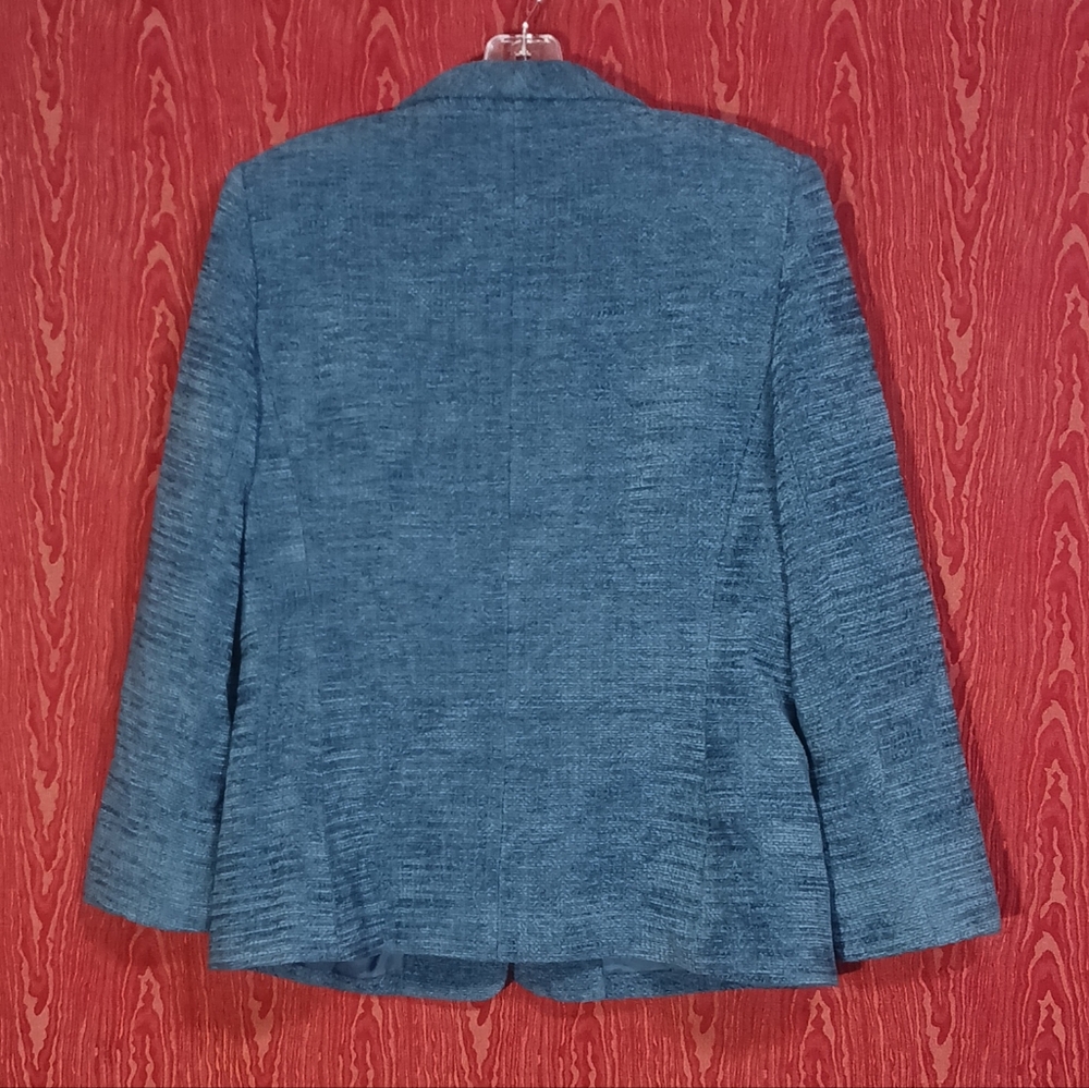 TRAVIS AYERS 2 Piece Blue Long Sleeve Collared Textured Professional Suit Sz 12 - Picture 4 of 12